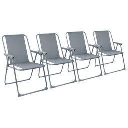 Harbour Housewares Folding Beach Deck Chairs Grey 4 Pack - Garden,