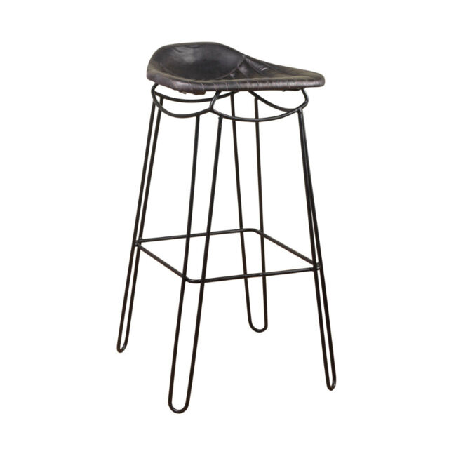 Artisan Style Genuine Leather Bar Stools Handmade Stitching Hair Pin