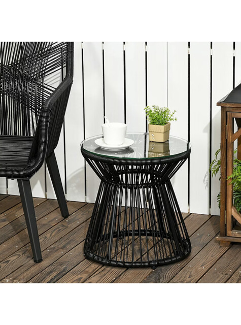 Outsunny Natural Round Rattan Outdoor Coffee Table