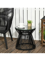 Outsunny Natural Round Rattan Outdoor Coffee Table