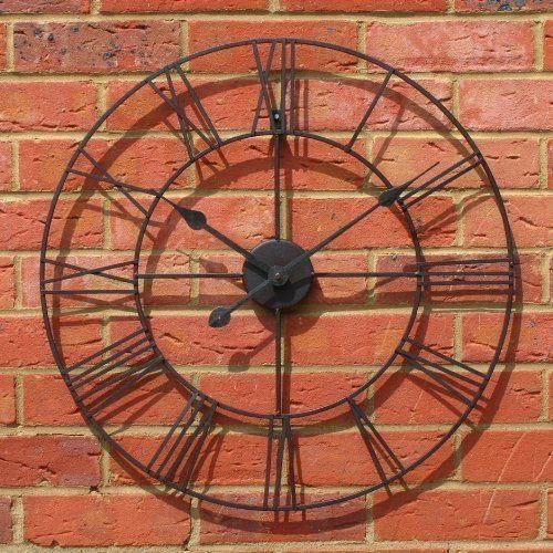 60cm Roman Metal Clock Black