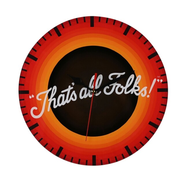 "Warner Bros Looney Tunes ""that's All Folks"" Glass Clock - 30cm I Home"