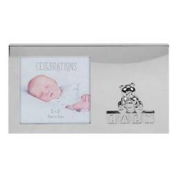 "Celebrations Silver Plated Teddy Bear Photo Frame 3 X 3"" Baby Gift"