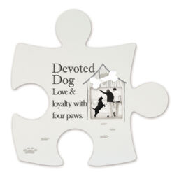 Jigsaw Piece Wall Art White Plaque / Photo Frame - Devoted Dog