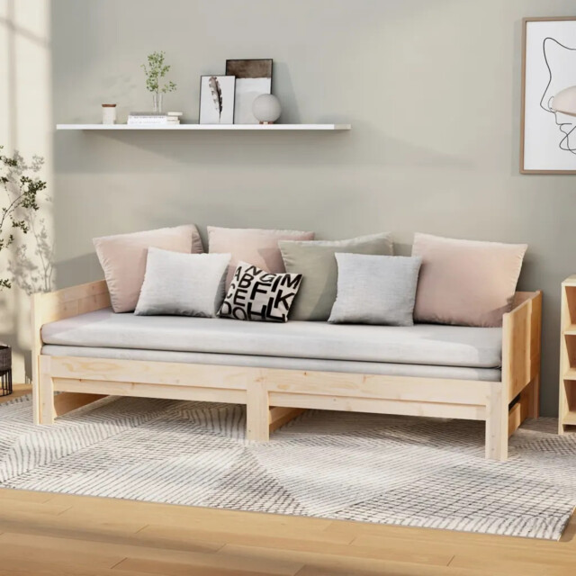 Pull-out Day Bed Without Mattress Solid Wood Pine 2x(90x190) Cm Vidaxl