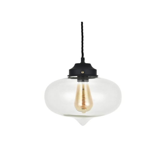 Clear Blown Glass Fish Bowl E27 Pendant Light