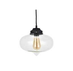 Clear Blown Glass Fish Bowl E27 Pendant Light