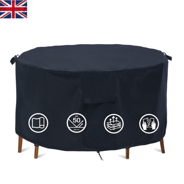 Windproof Outdoor Round Table Cover - Black/white 130cm Panel
