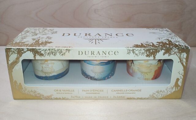 Durance Provence Boxed Gift Set 3 X 75g Scented Candles Natural Wax