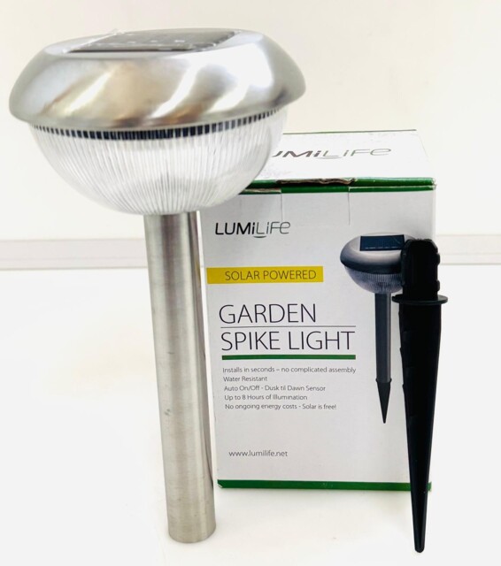 Lumilife Solar Powered Garden Spike Light Stainless Steel Outdoor Path