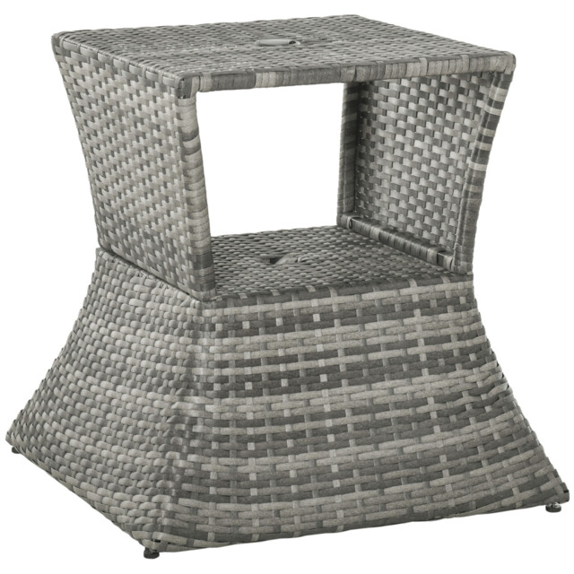 Garden Coffee Table Grey 54x54x55cm Pe Rattan Wicker Metal Frame