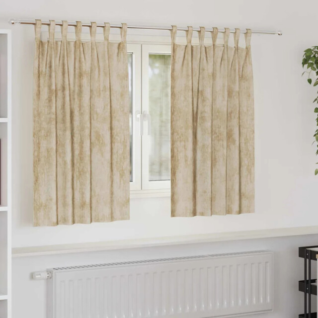 Curtain With Curtains 2 Pcs Cream 140 X 140 Cm Velvet Vidaxl