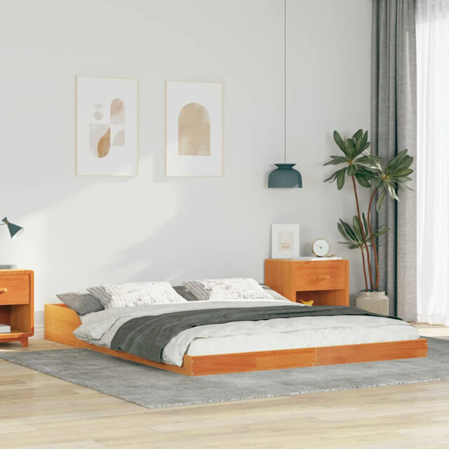 Bed Frame Wax Brown 160 X 220 Cm Solid Pine Wood Vidaxl