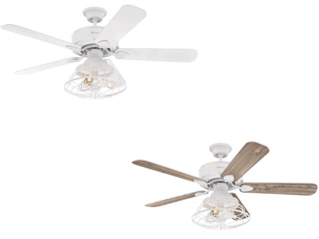 Dimmable Led Ceiling Fan With Remote Control Barnett White Pine 122 Cm