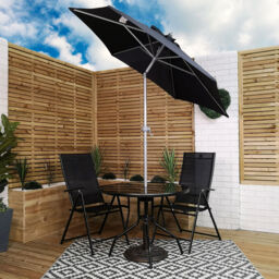 2m Aluminium Parasol Patio Lightweight Wind Up Tilt Cream/black/grey