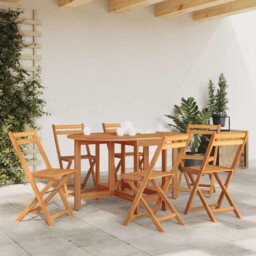 Outdoor Patio Wooden Folding Garden Dining Table Set With 4 Chairs