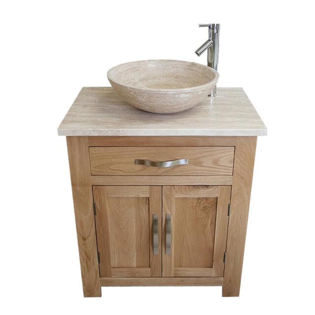 Solid Oak Bathroom Vanity Unit - Oak Sink Bathroom Cabinet - Stone