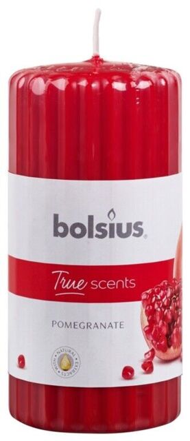 Bolsius Wax Red Ribbed Pillar Church Candle Candles True Scents