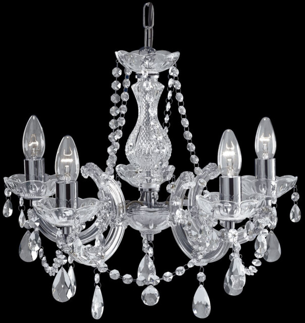 Marie Therese 5 Light Crystal Chandelier Searchlight 399-5 Chrome