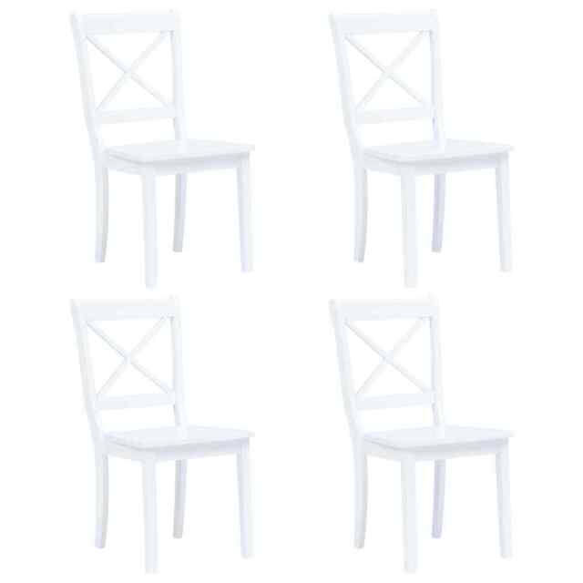 Dining Chairs 4 Pcs White Solid Rubber Wood Vidaxl