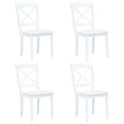 Dining Chairs 4 Pcs White Solid Rubber Wood Vidaxl