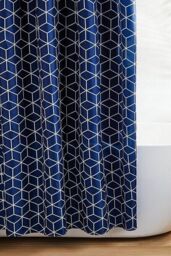 Beldray Geometric Shower Curtain 180 X 180 Cm Home Bathroom - Navy