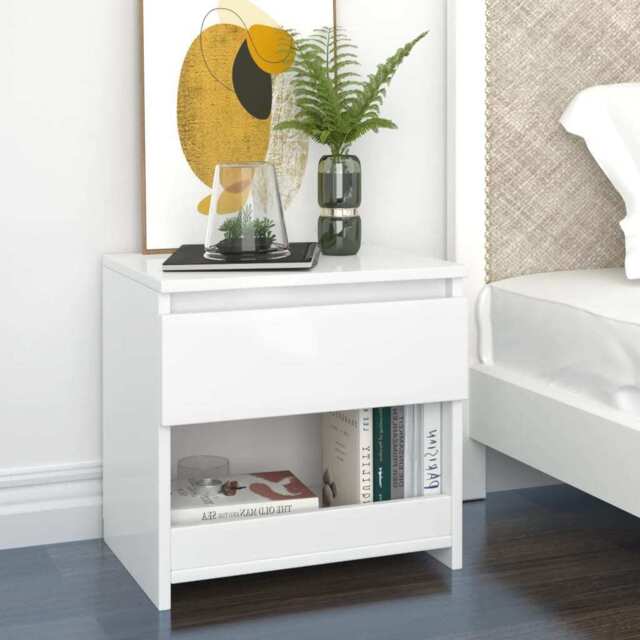 Bedside Cabinets 2 Pcs High Gloss White 40x30x39 Cm Engineered Wood