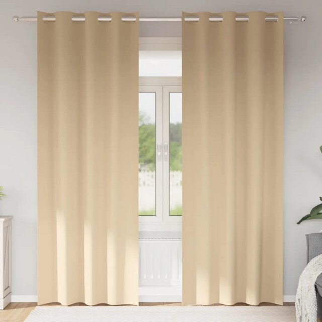 Curtains With Curtains 2 Pcs Cream Polyester Vidaxl