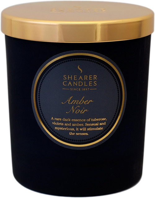 Shearer Candles Amber Noir Scented Jar Candle With Gold Lid, Black,