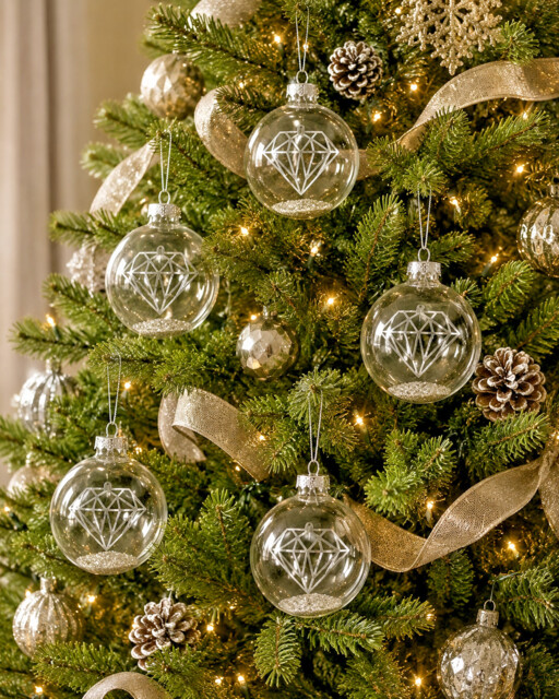 Sass & Belle Clear Diamond Christmas Bauble Sequin Hanging Tree