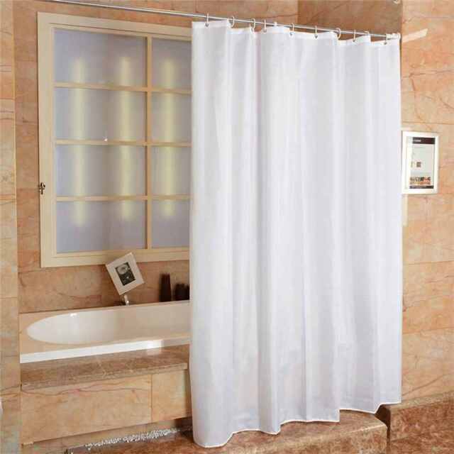 Fabric Shower Curtain Plain White Extra Wide Extra Long Standard With