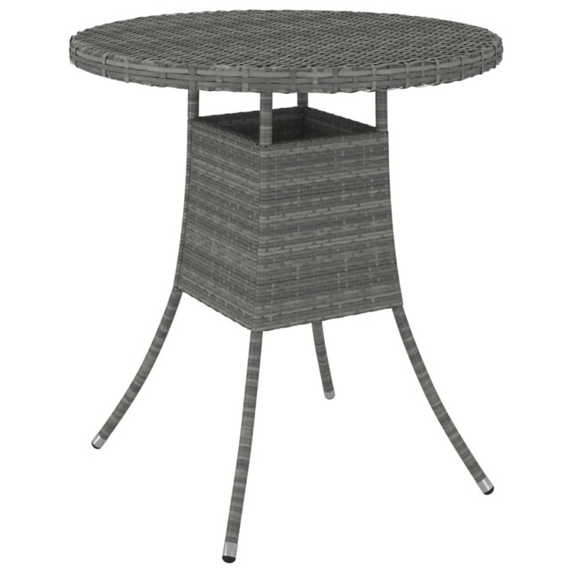 Garden Table Grey Pe Rattan Powder-coated Steel 70x73cm Round Outdoor