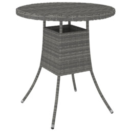 Garden Table Grey Pe Rattan Powder-coated Steel 70x73cm Round Outdoor