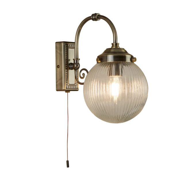 Wall Light Brass Belvue Ip44 Antique Searchlight 3259ab