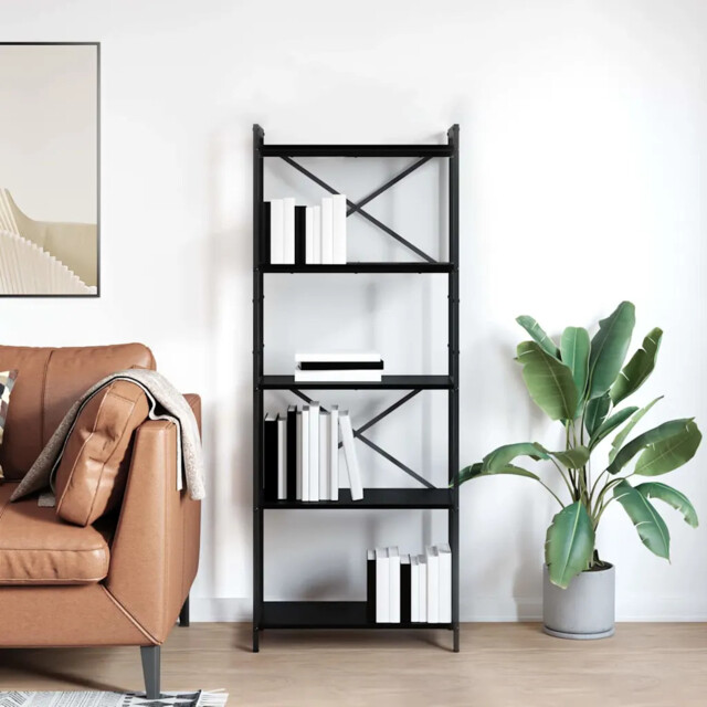 Bookcase Black Oak 60 X 30 X 153 Cm Engineered Wood Vidaxl