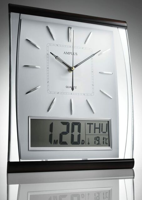 Wall Clock Digital Analogue Silent Day/date/month/year/temperature