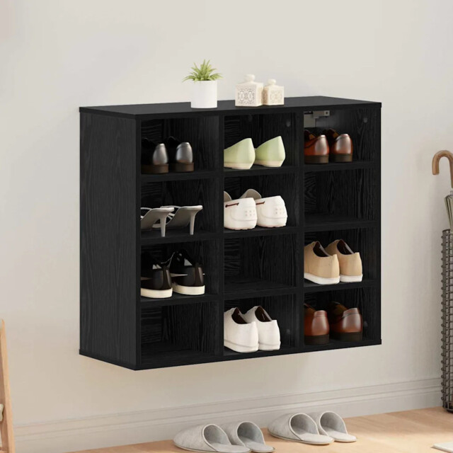 Shoe Cabinet Black Oak 77.5 X 30 X 67 Cm Engineered Wood Vidaxl