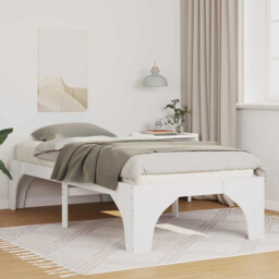 Bed Frame Single 75x190cm Solid Pine Wood Platform Slatted White