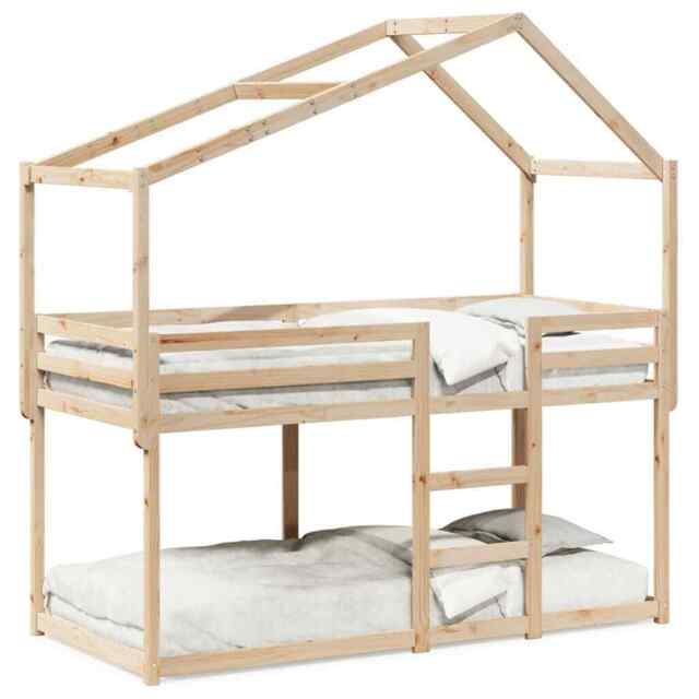 Bunk Bed With Roof 90x200 Cm Solid Wood Pine Vidaxl