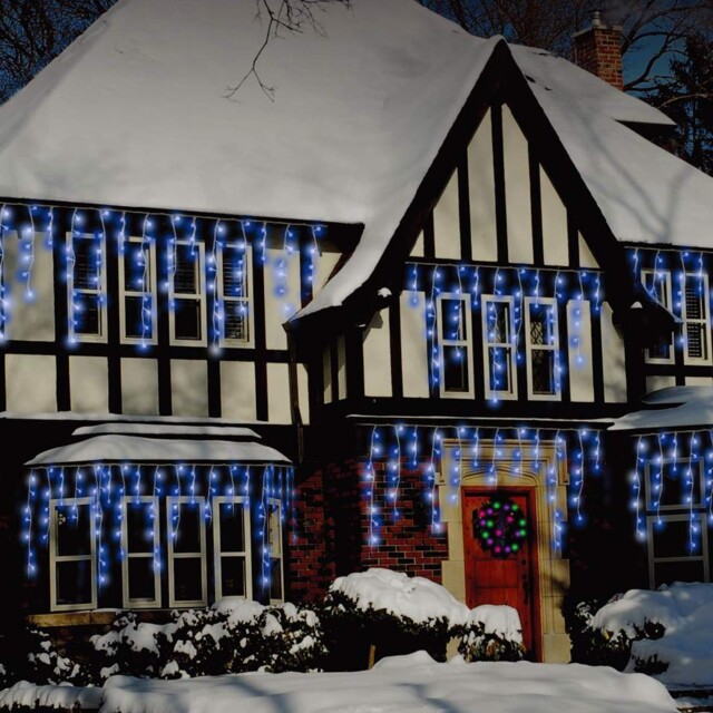 Christmas Workshop 480 Icicle Led Outdoor Christmas Lights 11.5m Blue ...