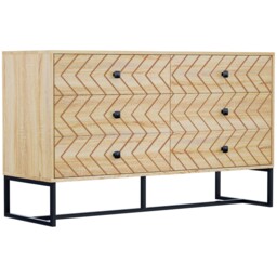 6-drawer Chest – Natural Wood Finish, Zigzag Design, Stable Metal