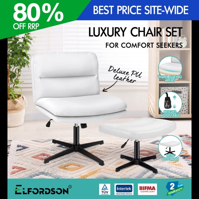 Elfordson Office Chair Dual Padded Cross-legged Swivel Adjustable
