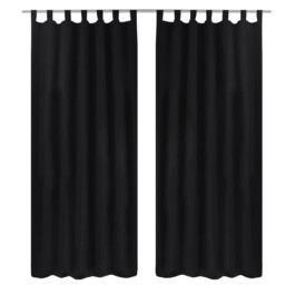 2 Pcs Black Micro-satin Curtains With Loops 140 X 245 Cm Vidaxl