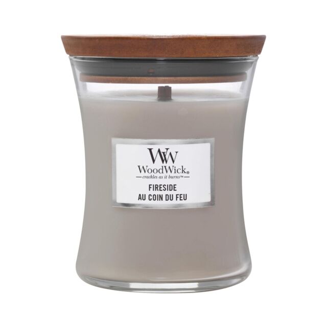 Woodwick Medium Hourglass Scented Candle - Fireside - With Crackling