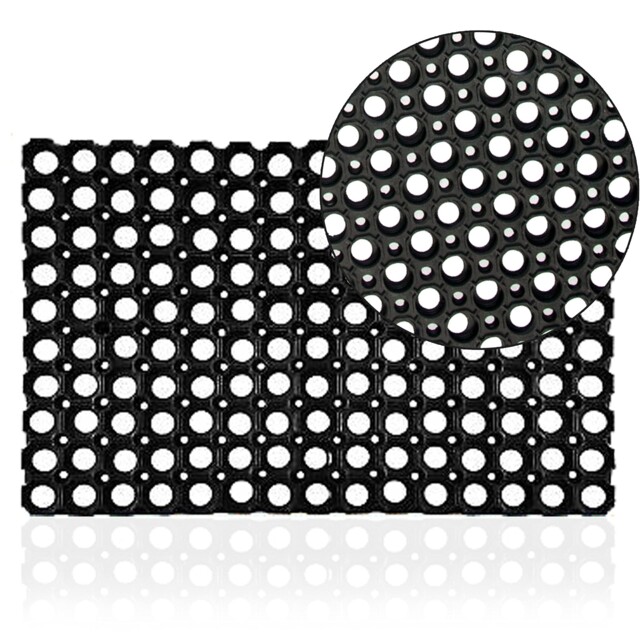 Nausha Home Rubber Hollow Mat Outdoor 40 X 60 Cm (rectangular), Black