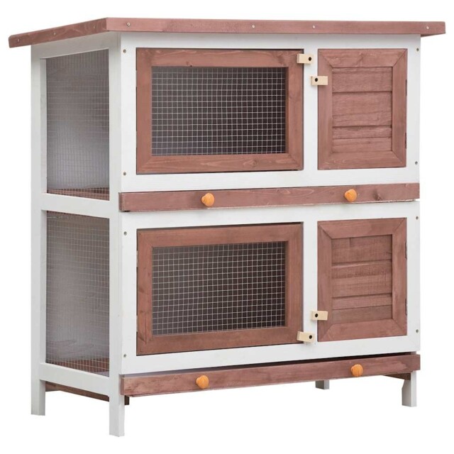 Outdoor Rabbit Hutch 4 Doors Wood Pet House Cage Carrier Multi Colours