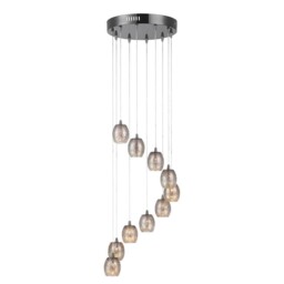 Litecraft Black Chrome Cluster Ceiling Pendant Crackle Effect Glass G4