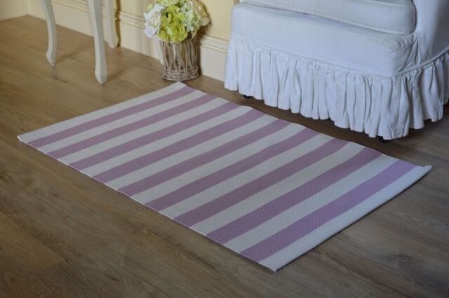 Floor Rug,100% Cotton Salcombe Flat Weave 60x90cm 2x3' Orchid Pink /