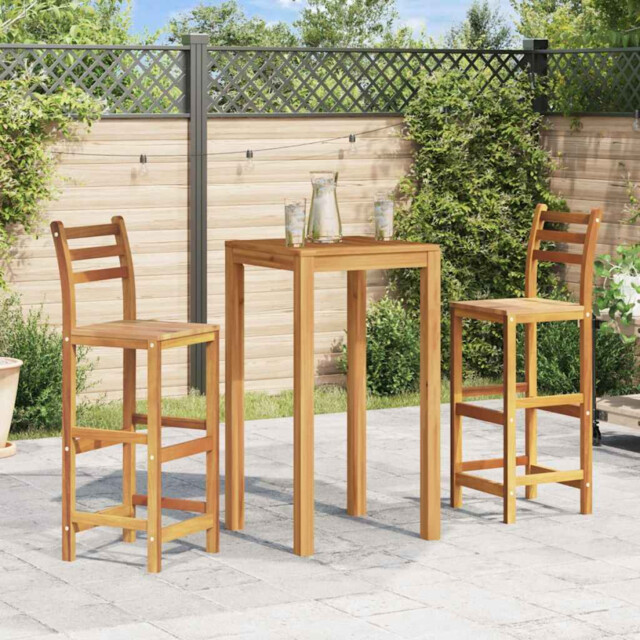 Bar Stools Set Of 2 Solid Acacia Wood 75cm Seat Height Natural Pair