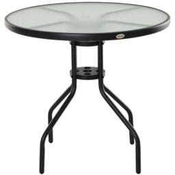 80 Cm Round Garden Dining Table With Parasol Hole 4 Outdoor Coffee